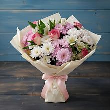 Букет цветов из:  Хризантемы, Альстромерии и Розы в Воздвиженской